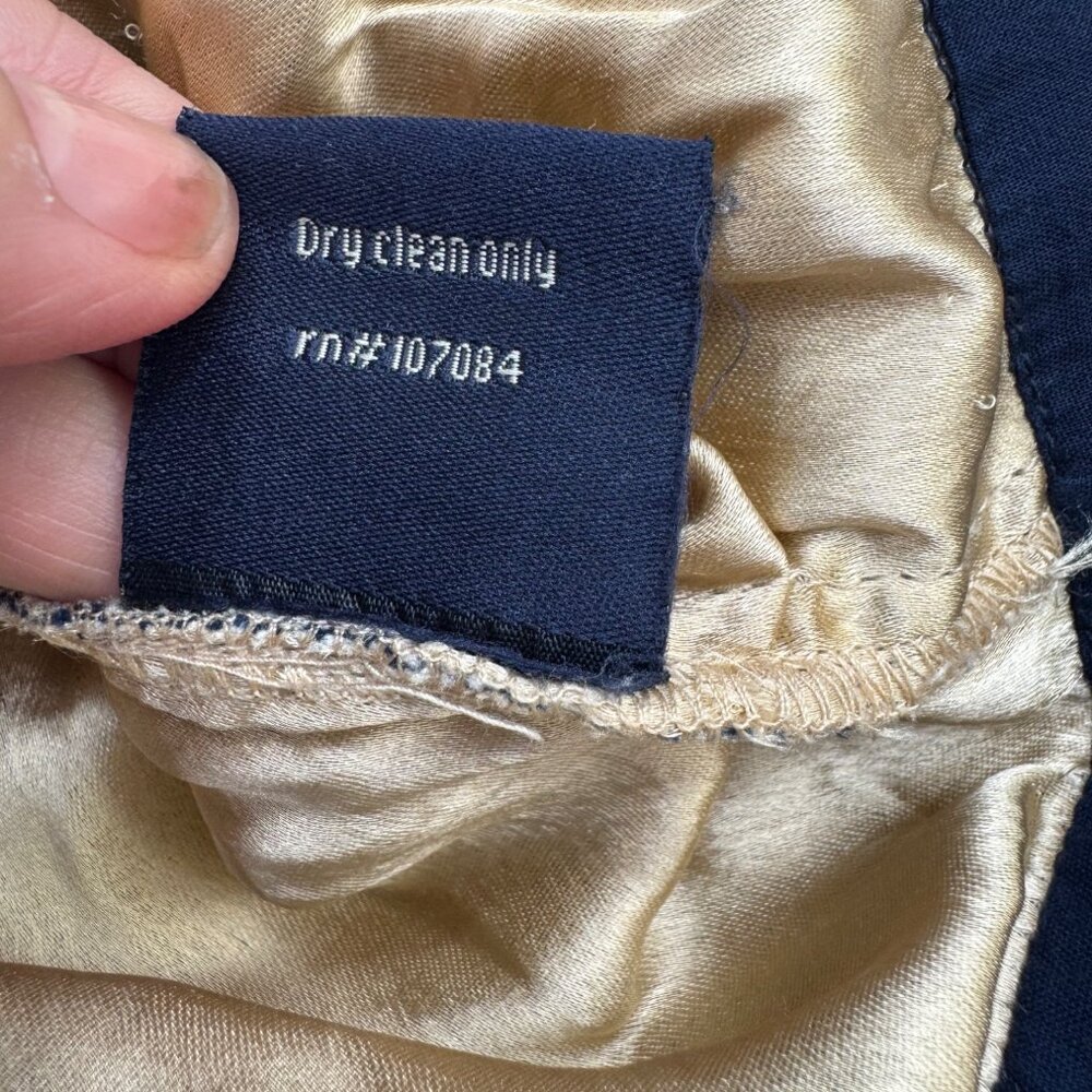 Kas New York Embroidered Shift Sleeveless Dress Navy Ivory Size Small - Picture 8 of 14